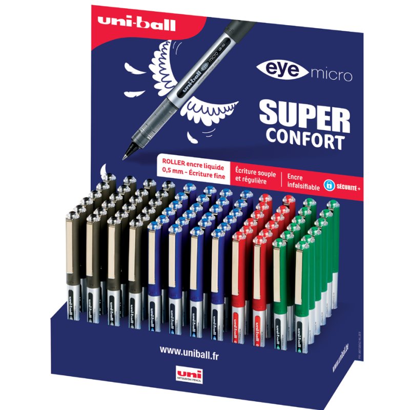 uni-ball eye micro UB150E rollerpen, 0,30 mm, gemengde kleuren, 72 stuks